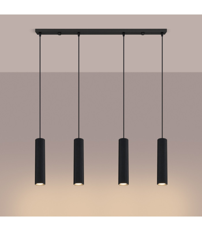 Karbon Hanging Bar Pendant Ceiling Light Black 4x GU10-4