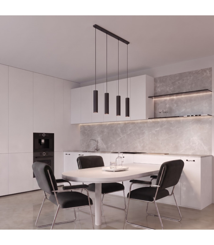 Karbon Hanging Bar Pendant Ceiling Light Black 4x GU10-13