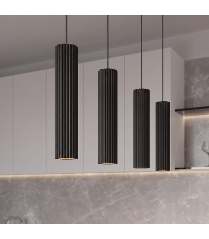 Karbon Hanging Bar Pendant Ceiling Light Black 4x GU10-14