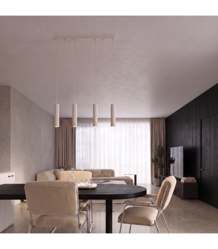 Karbon Hanging Bar Pendant Ceiling Light Beige 4x GU10-2