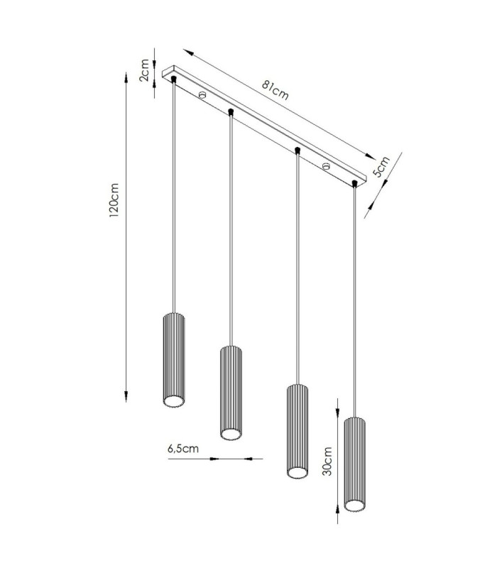 Karbon Hanging Bar Pendant Ceiling Light Beige 4x GU10-11