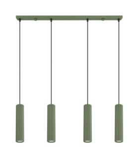 Karbon Hanging Bar Pendant Ceiling Light Olive Green 4x GU10-1