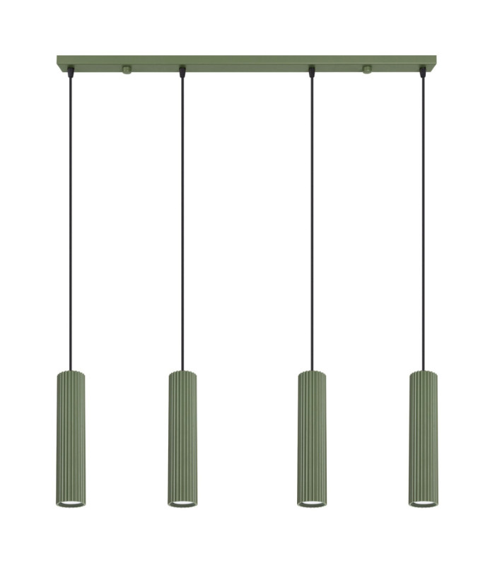 Karbon Hanging Bar Pendant Ceiling Light Olive Green 4x GU10-1