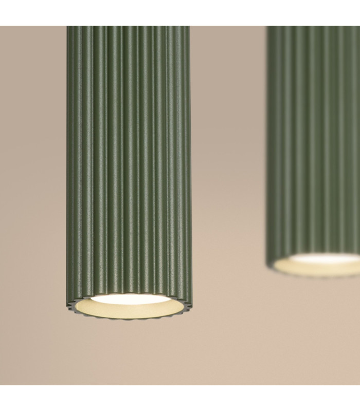 Karbon Hanging Bar Pendant Ceiling Light Olive Green 4x GU10-6