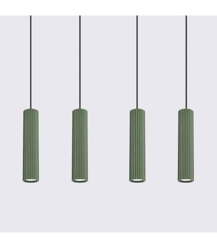 Karbon Hanging Bar Pendant Ceiling Light Olive Green 4x GU10-8