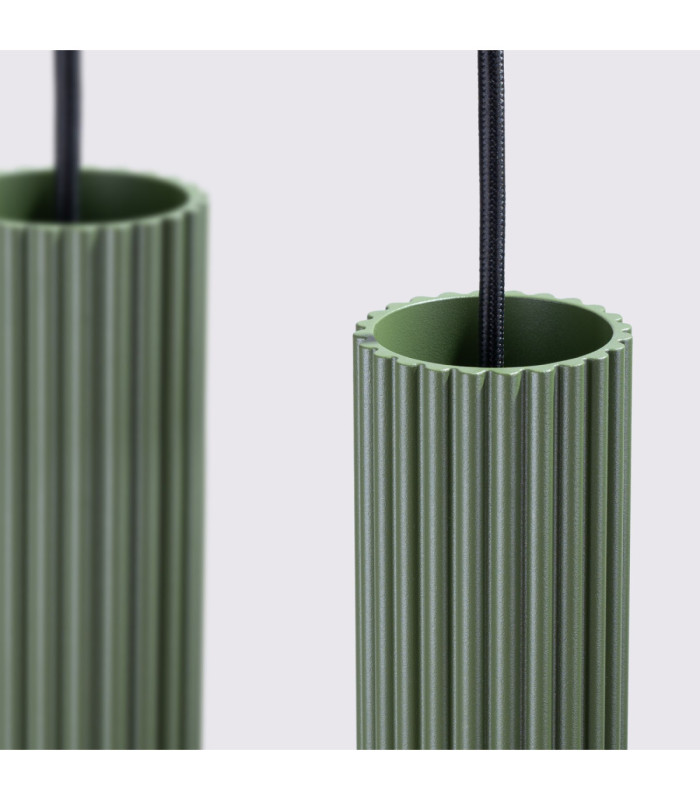 Karbon Hanging Bar Pendant Ceiling Light Olive Green 4x GU10-9