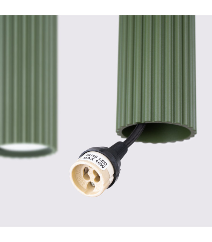 Karbon Hanging Bar Pendant Ceiling Light Olive Green 4x GU10-10