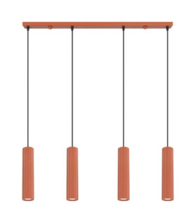 Karbon Hanging Bar Pendant Ceiling Light Red Ochre 4x GU10-1