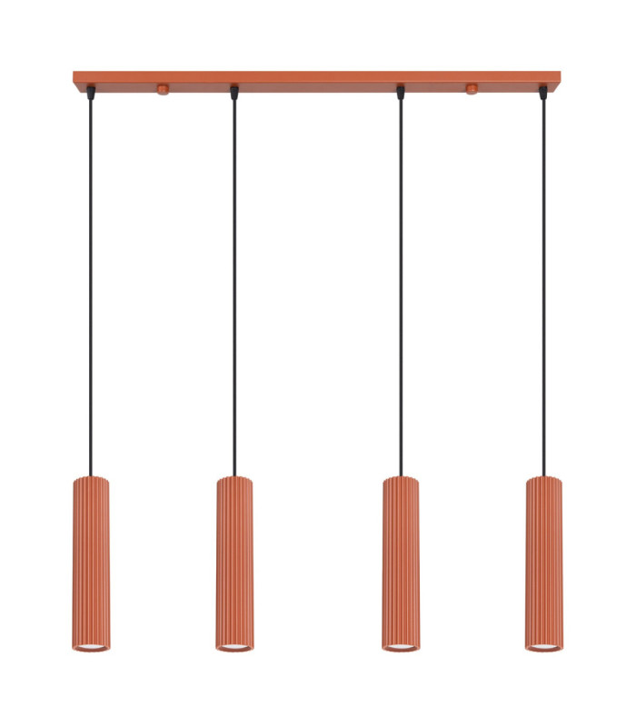 Karbon Hanging Bar Pendant Ceiling Light Red Ochre 4x GU10-1