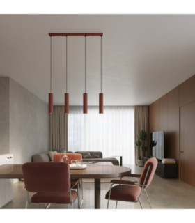 Karbon Hanging Bar Pendant Ceiling Light Red Ochre 4x GU10-2