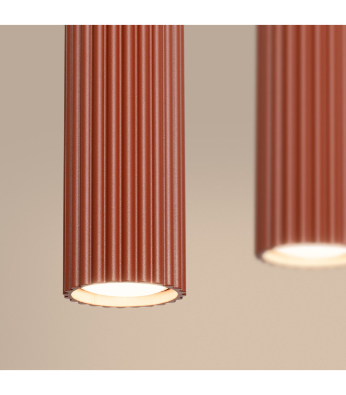 Karbon Hanging Bar Pendant Ceiling Light Red Ochre 4x GU10-6