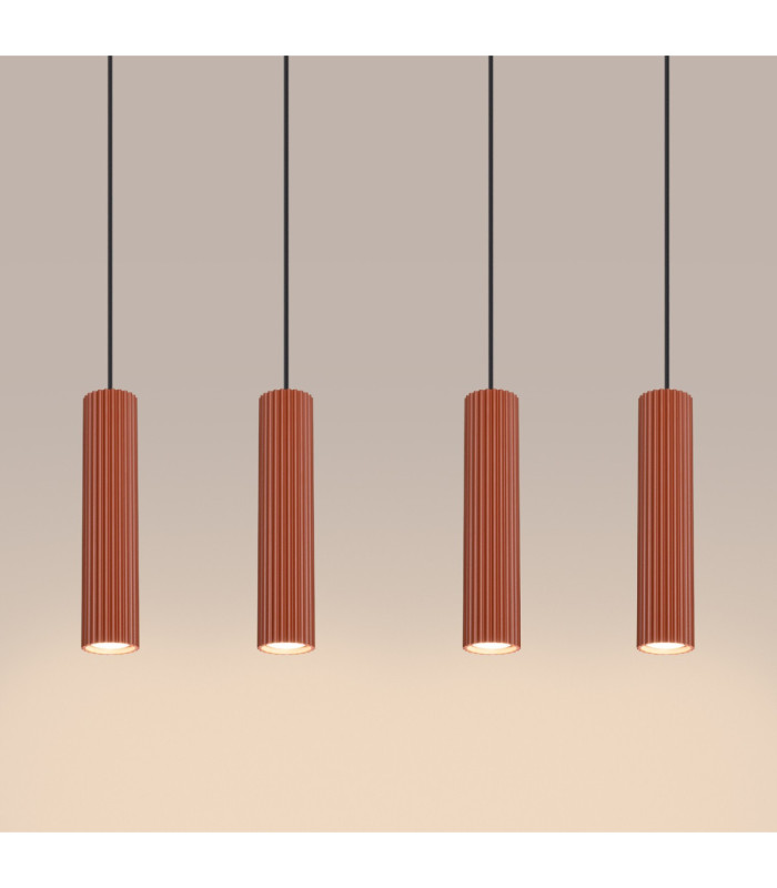 Karbon Hanging Bar Pendant Ceiling Light Red Ochre 4x GU10-7