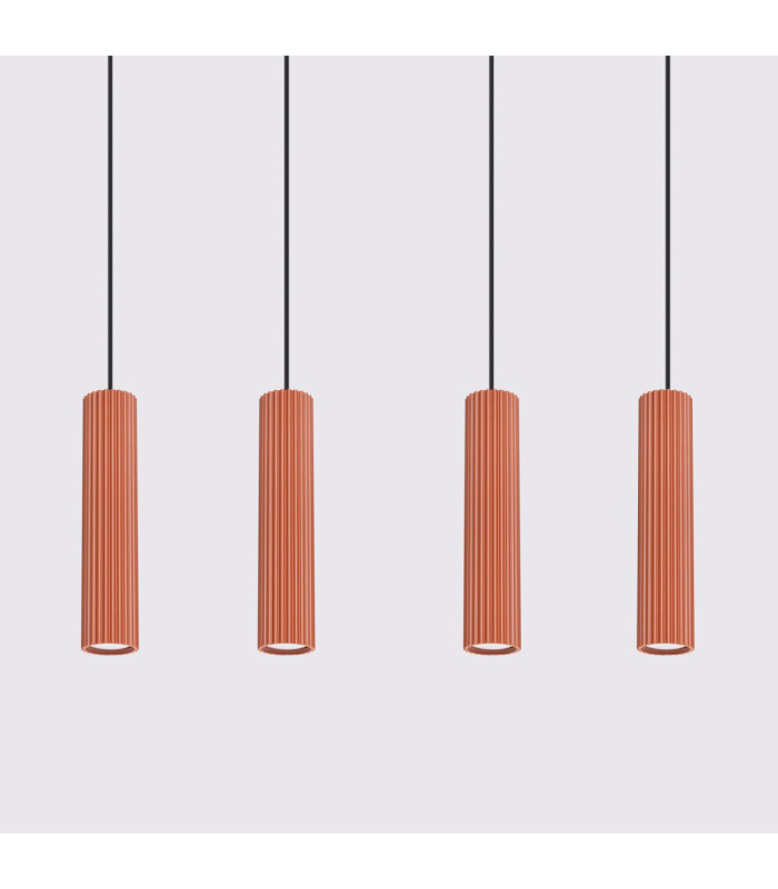 Karbon Hanging Bar Pendant Ceiling Light Red Ochre 4x GU10-8