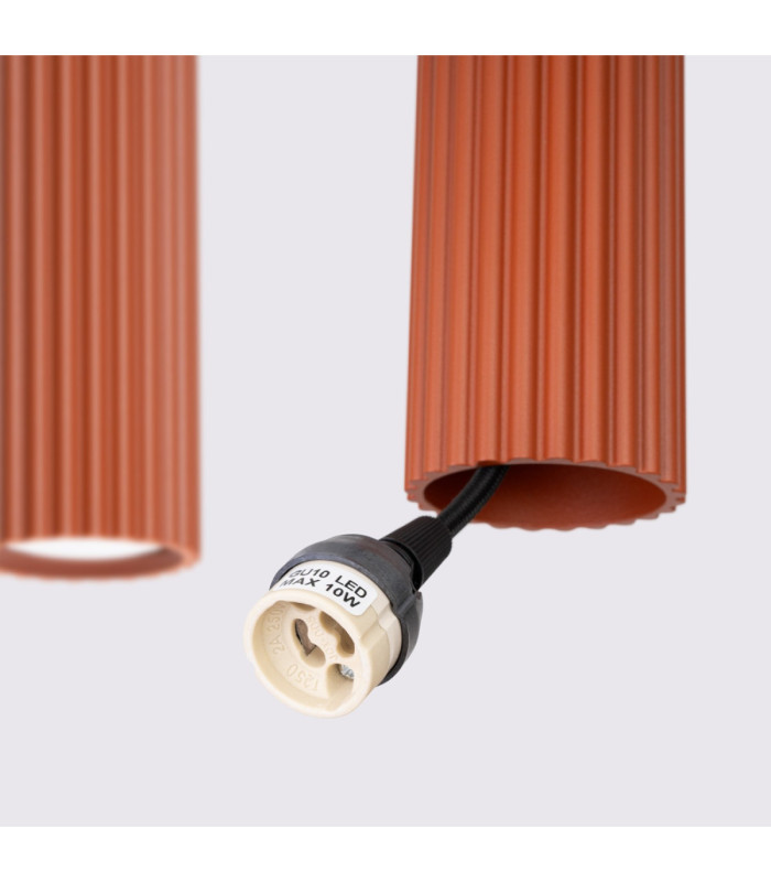 Karbon Hanging Bar Pendant Ceiling Light Red Ochre 4x GU10-10
