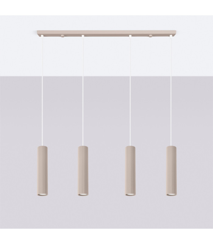 Karbon Hanging Bar Pendant Ceiling Light Taupe 4x GU10-3