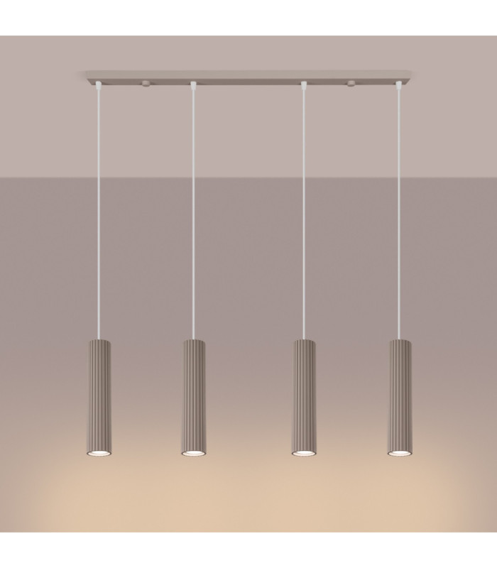 Karbon Hanging Bar Pendant Ceiling Light Taupe 4x GU10-4