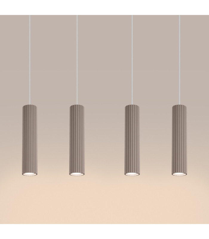Karbon Hanging Bar Pendant Ceiling Light Taupe 4x GU10-7