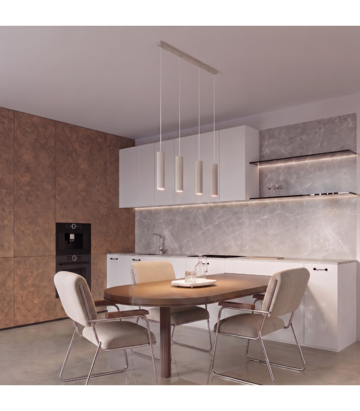 Karbon Hanging Bar Pendant Ceiling Light Taupe 4x GU10-13