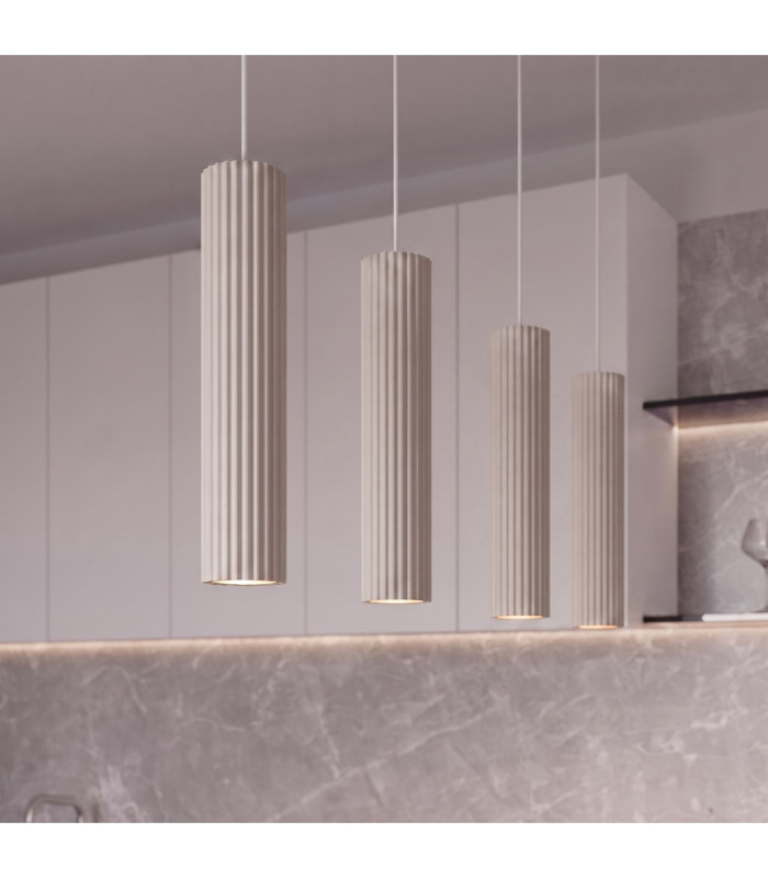 Karbon Hanging Bar Pendant Ceiling Light Taupe 4x GU10-14