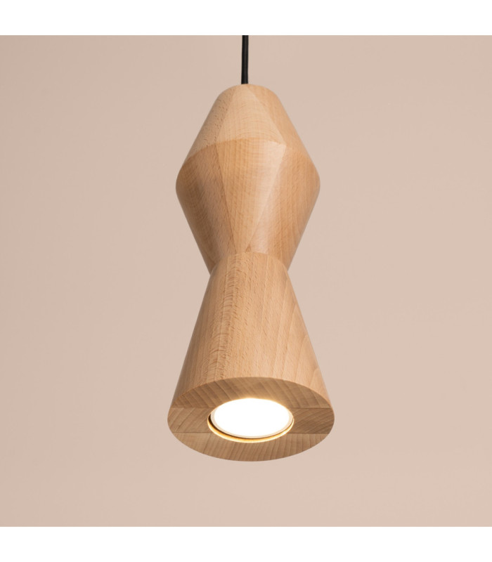 Kubbe Small Round Slim Pendant Ceiling Light Natural Wood 1x GU10-5