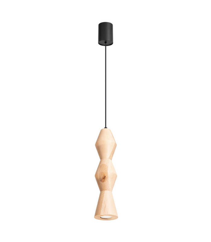 Kubbe Medium Round Slim Pendant Ceiling Light Natural Wood 1x GU10-1