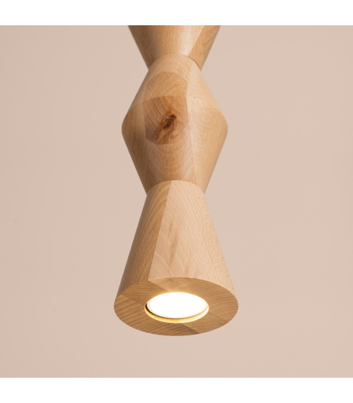 Kubbe Medium Round Slim Pendant Ceiling Light Natural Wood 1x GU10-5