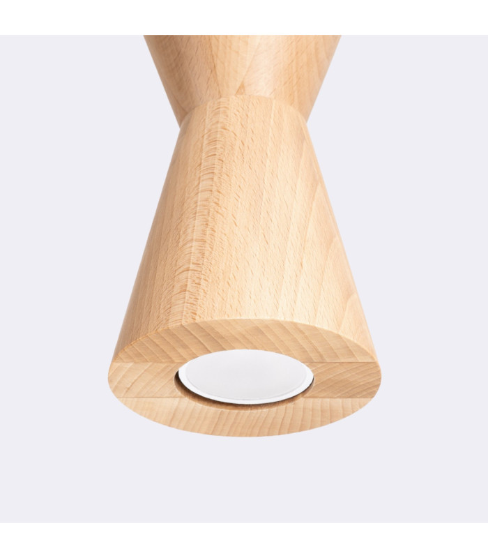 Kubbe Medium Round Slim Pendant Ceiling Light Natural Wood 1x GU10-6