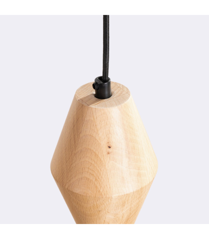 Kubbe Medium Round Slim Pendant Ceiling Light Natural Wood 1x GU10-8