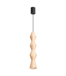 Kubbe Large Round Slim Pendant Ceiling Light Natural Wood 1x GU10-1