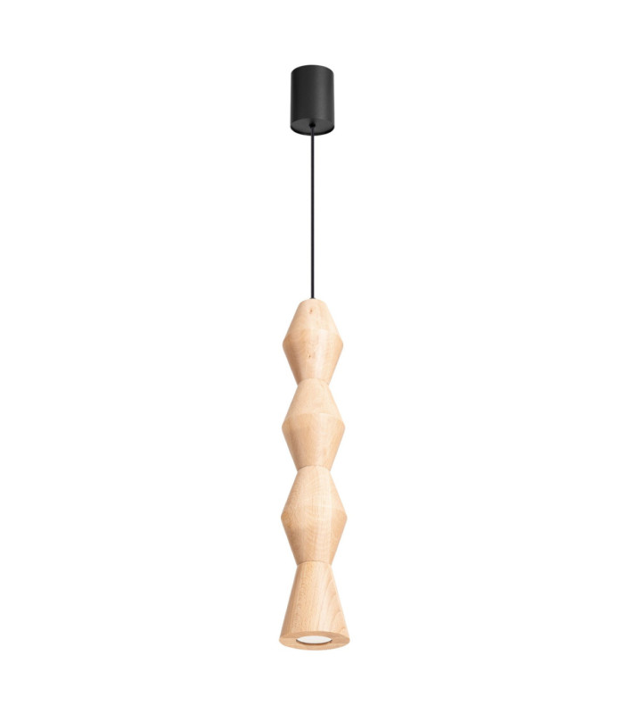 Kubbe Large Round Slim Pendant Ceiling Light Natural Wood 1x GU10-1