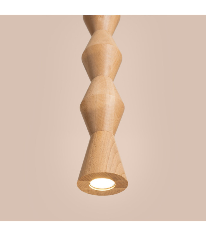 Kubbe Large Round Slim Pendant Ceiling Light Natural Wood 1x GU10-5