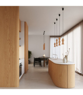 Kubbe Small Square Slim Pendant Ceiling Light Natural Wood 1x GU10-2