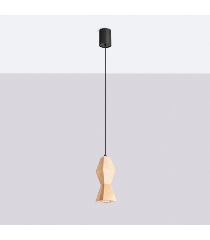 Kubbe Small Square Slim Pendant Ceiling Light Natural Wood 1x GU10-3