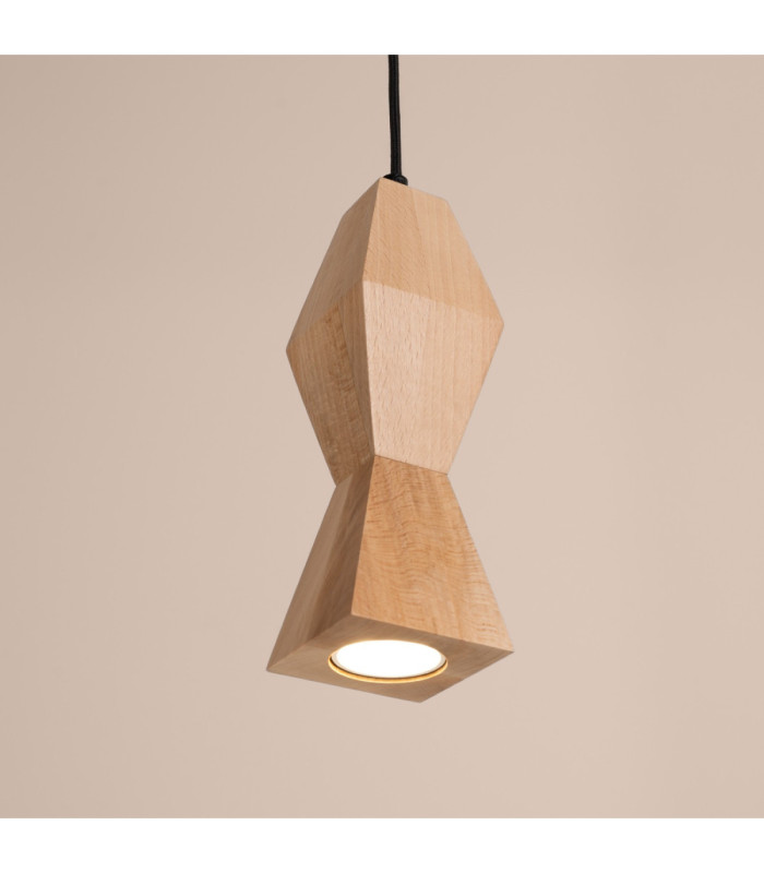 Kubbe Small Square Slim Pendant Ceiling Light Natural Wood 1x GU10-5