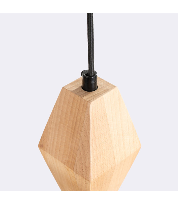 Kubbe Small Square Slim Pendant Ceiling Light Natural Wood 1x GU10-8