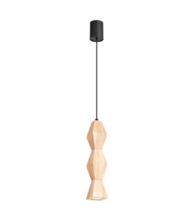 Kubbe Medium Square Slim Pendant Ceiling Light Natural Wood 1x GU10-1