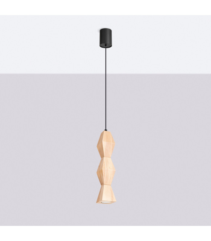 Kubbe Medium Square Slim Pendant Ceiling Light Natural Wood 1x GU10-3