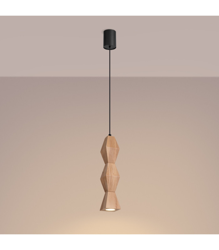 Kubbe Medium Square Slim Pendant Ceiling Light Natural Wood 1x GU10-4
