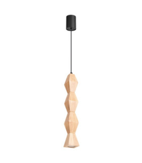 Kubbe Large Square Slim Pendant Ceiling Light Natural Wood 1x GU10-1
