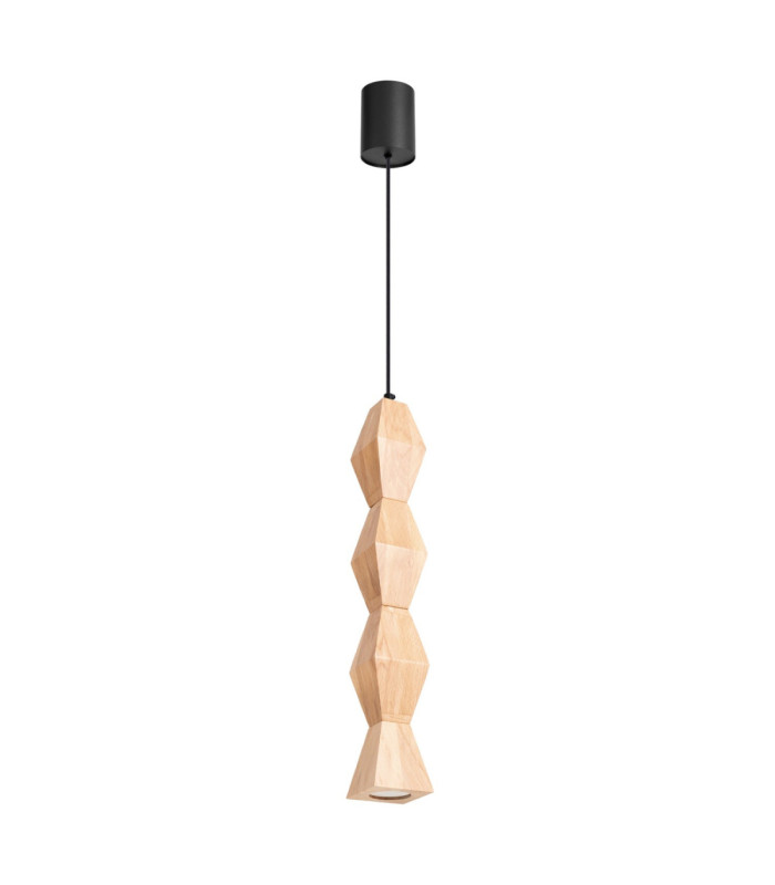 Kubbe Large Square Slim Pendant Ceiling Light Natural Wood 1x GU10-1