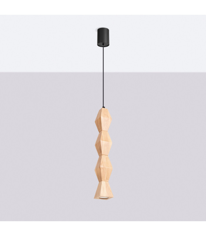 Kubbe Large Square Slim Pendant Ceiling Light Natural Wood 1x GU10-3