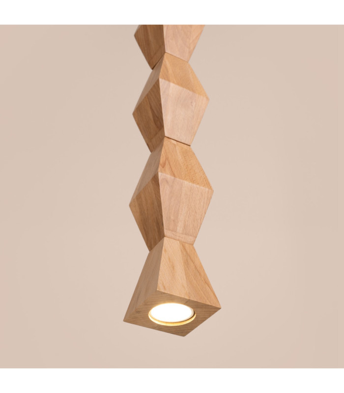 Kubbe Large Square Slim Pendant Ceiling Light Natural Wood 1x GU10-5