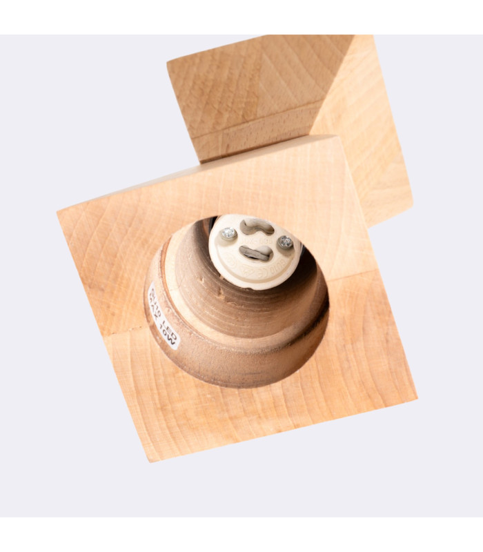 Kubbe Large Square Slim Pendant Ceiling Light Natural Wood 1x GU10-9