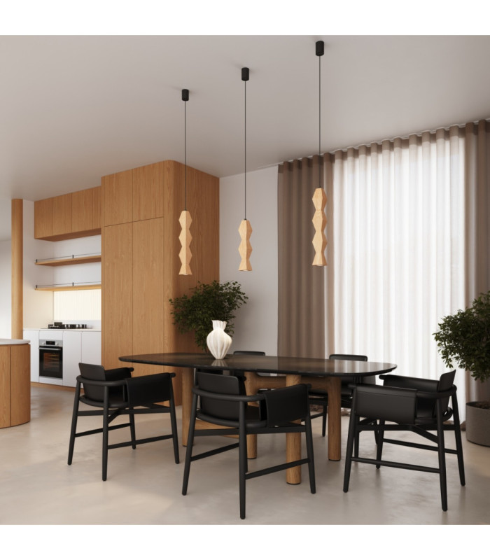 Kubbe Large Square Slim Pendant Ceiling Light Natural Wood 1x GU10-13
