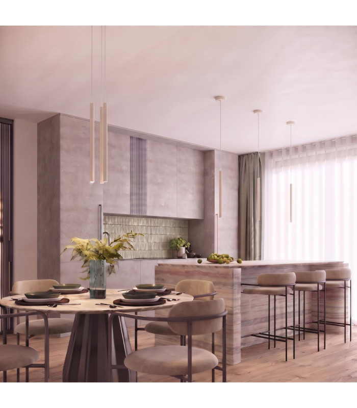 Arche Slim Pendant Ceiling Light Beige 1x G9-13