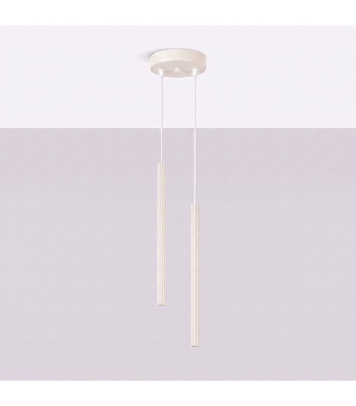 Arche Slim Pendant Ceiling Light Beige 2x G9-3