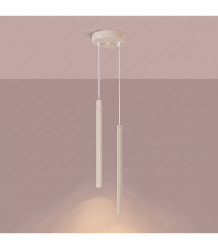 Arche Slim Pendant Ceiling Light Beige 2x G9-4
