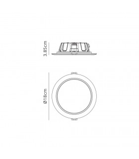 Round 18cm LED Recessed Downlight Panel, 15.3W, 3000K, 1100lm, White, Cut Out 150mm, IP44 - 2