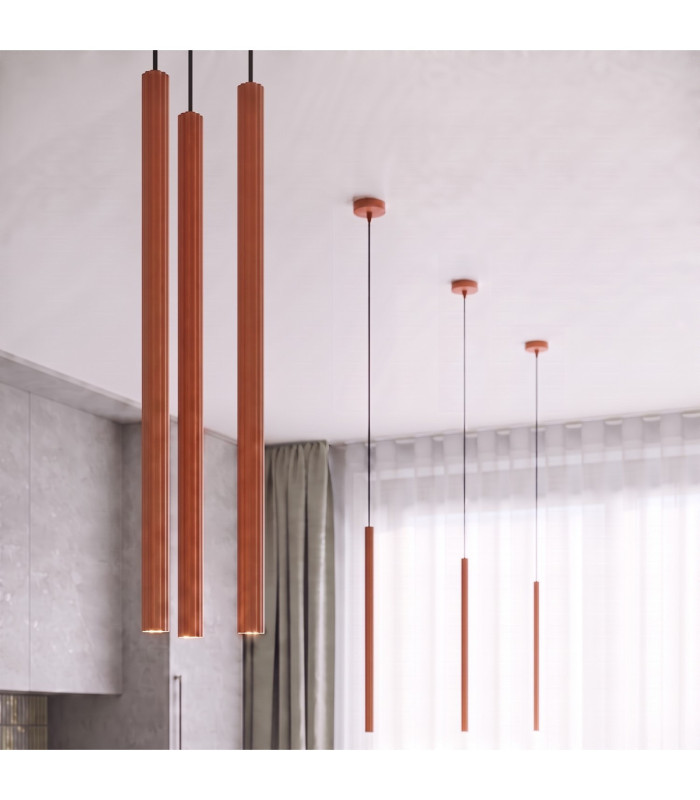 Arche Slim Pendant Ceiling Light Red Ochre 1x G9-14