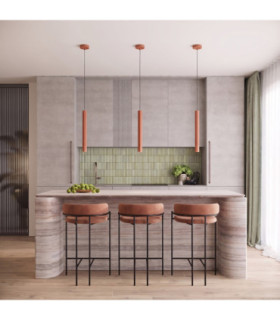 Arche Slim Pendant Ceiling Light Red Ochre 2x G9-2